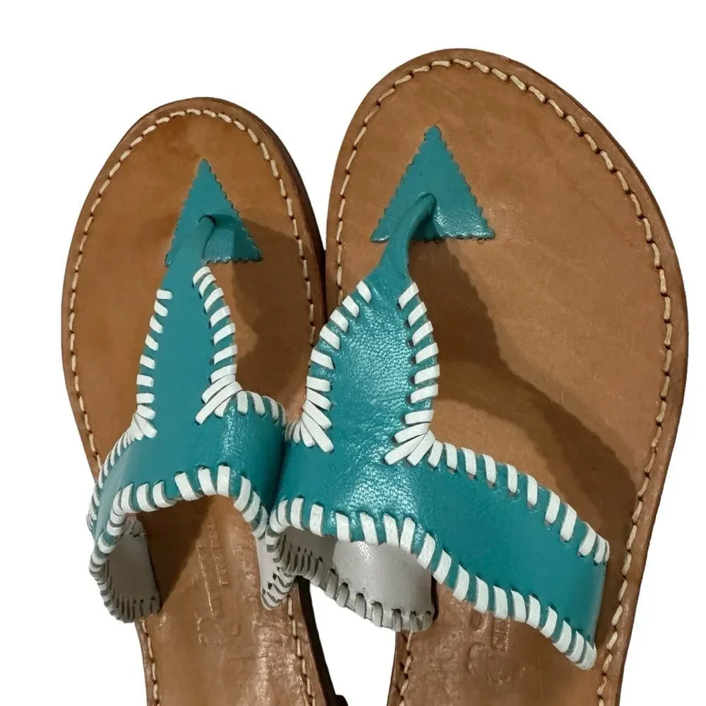 STEPHEN BONANNO PALM BEACH Emerald Blue Leather Hand Made Sandal Women's Size 12